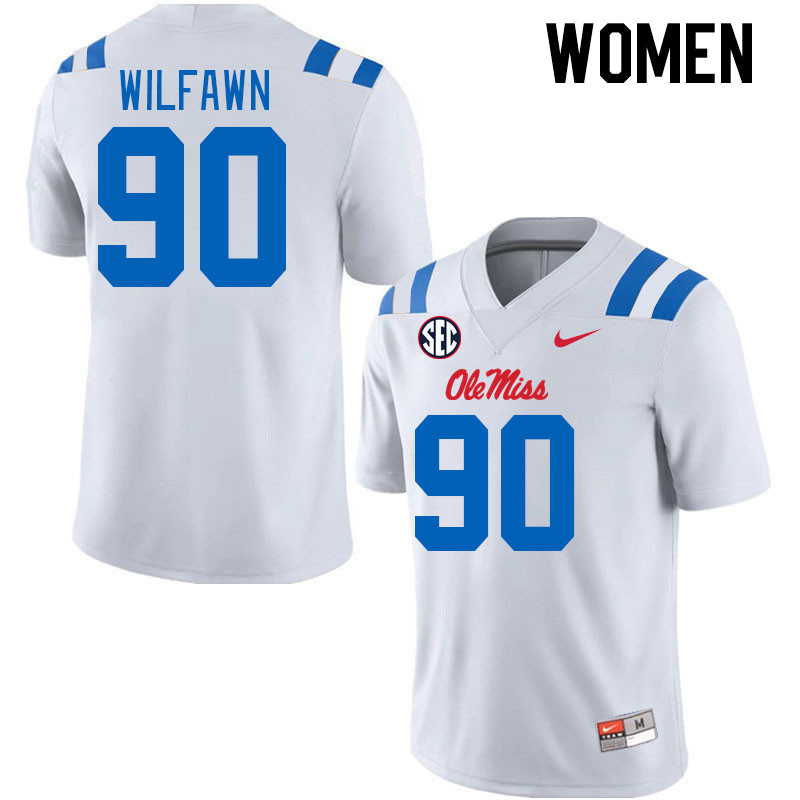 Women #90 Kortlen Wilfawn Ole Miss Rebels 2024 New Uniforms College Football Jerseys Stitched-White